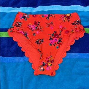 Floral Scalloped bikini Bottoms - Orange
